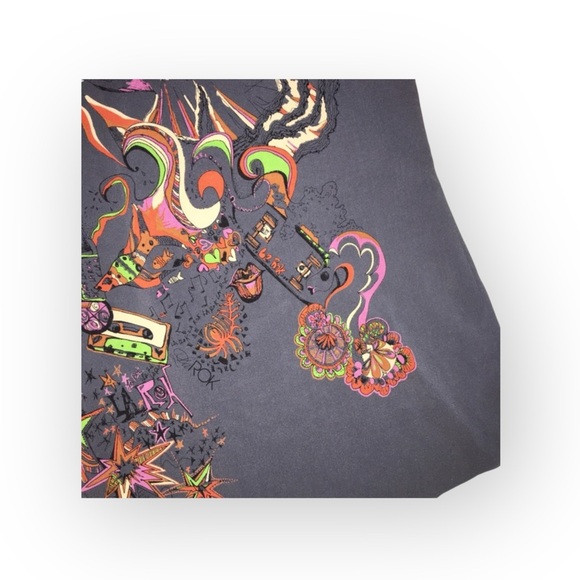 new La Rok Luxe ༄ Braided Lurex Straps Graffiti Print Silk Cami Top ༄ Gunmetal - Picture 8 of 16